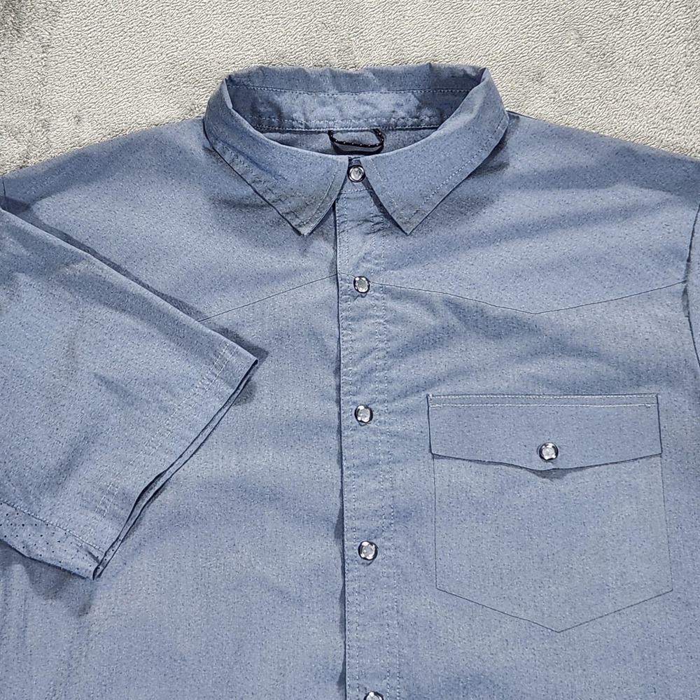 Club Ride Shirt Mens Medium Blue Short Sleeve Cycling Button Up Performance